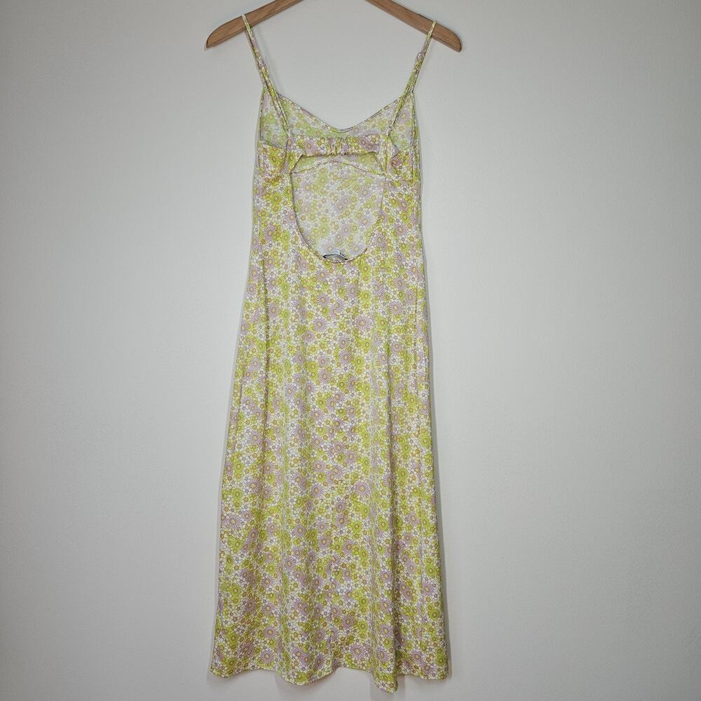 Zara Slip Dress Women S Midi Floral Babydoll Cutout Satin Dainty Fairy Whimsical - Picture 5 of 9